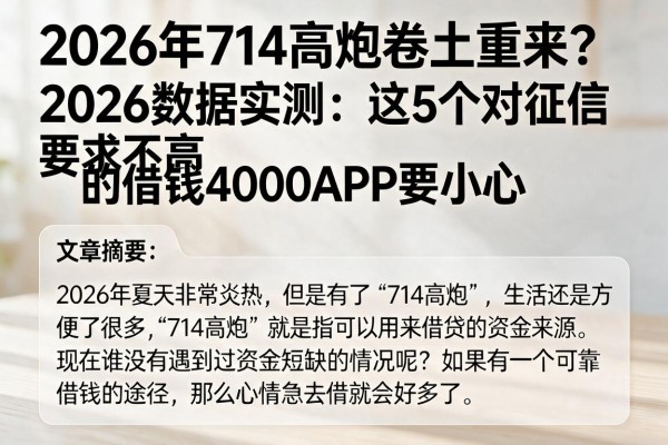 2026年714高炮卷土重来?2026数据实测:这5个对征信要求不高的借钱4000APP要小心