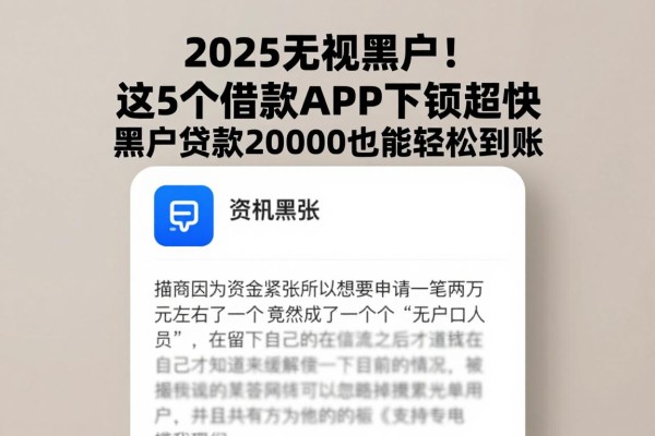 2025无视黑户！这5个借款APP下款超快，黑户贷款20000也能轻松到账