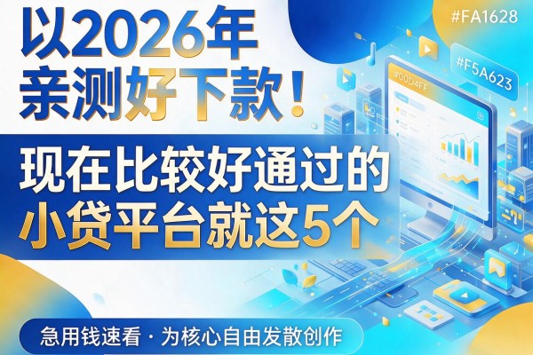 2026年亲测好下款!现在比较好通过的小贷平台就这5个,急用钱速看