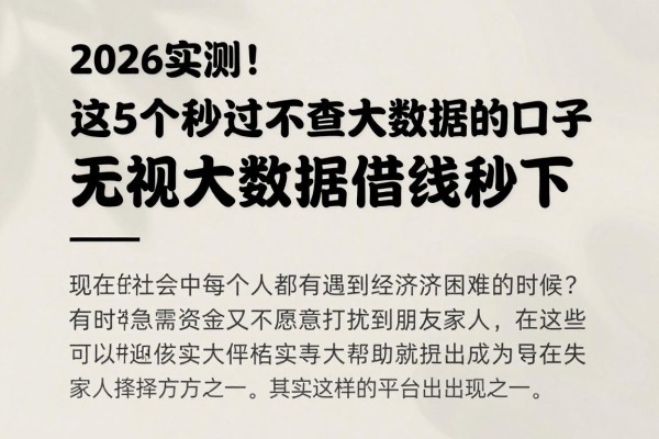 2026实测!这5个秒过不查大数据的口子,无视大数据借钱秒下