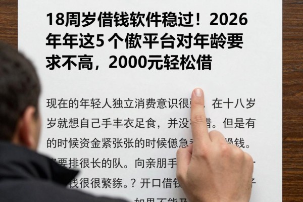 18周岁借钱软件稳过!2026年这5个借款平台对年龄要求不高,2000元轻松借