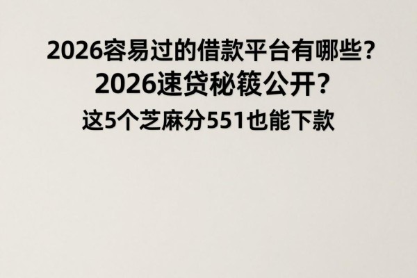 2026容易过的借款平台有哪些？2026速贷秘笈公开，这5个芝麻分551也能下款
