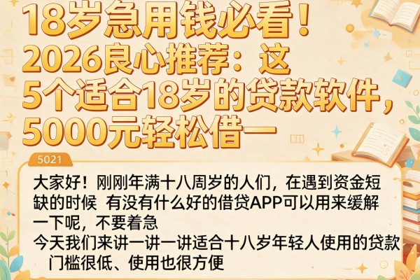 18岁急用钱必看！2026良心推荐：这5个适合18岁的贷款软件，5000元轻松借