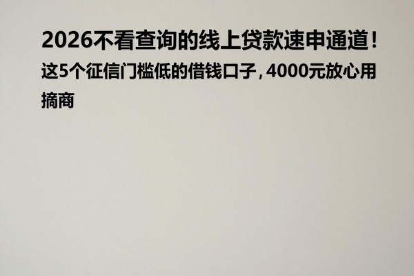 2026不看查询的线上贷款速申通道!这5个征信门槛低的借钱口子,4000元放心用