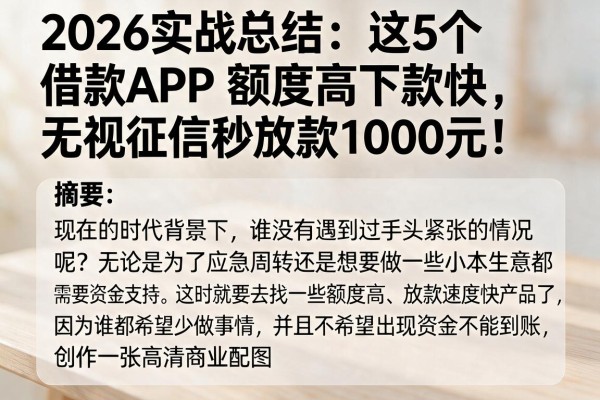 2026实战总结:这5个借款APP额度高下款快,无视征信秒放款1000元!