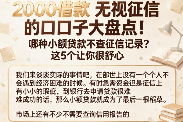 2000借款无视征信的口子大盘点!哪种小额贷款不查征信记录?这5个让你很舒心