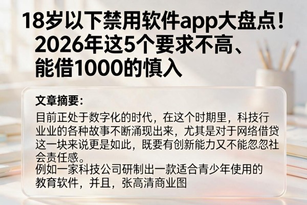 18岁以下禁用软件app大盘点!2026年这5个要求不高、能借1000的慎入