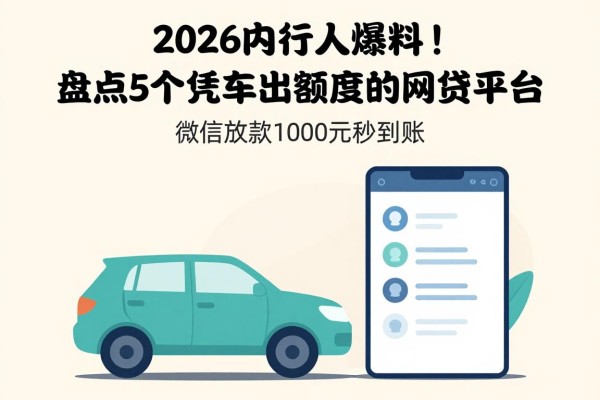 2026内行人爆料！盘点5个凭车出额度的网贷平台，微信放款1000元秒到账