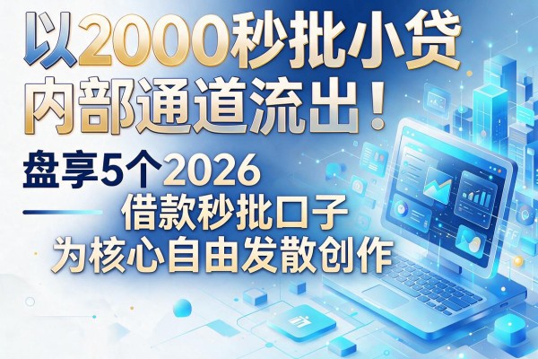2000秒批小贷内部通道流出!盘点5个2026借款秒批口子