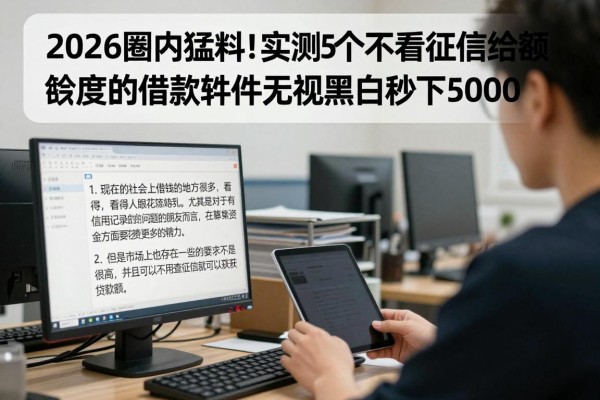 2026圈内猛料!实测5个不看征信给额度的借款软件,无视黑白秒下5000
