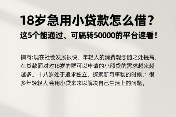 18岁急用小额贷款怎么借?这5个能通过、可周转50000的平台速看!