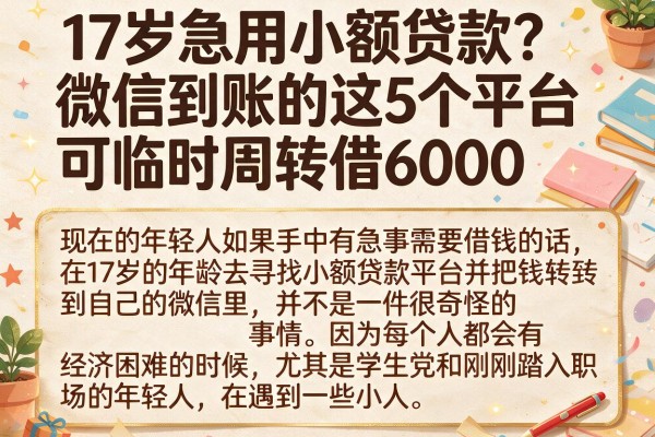 17岁急用小额贷款?微信到账的这5个平台可临时周转借6000