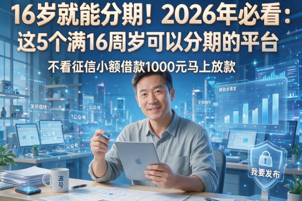 16岁就能分期！2026年必看：这5个满16周岁可以分期的平台，不看征信小额借款1000元马上放款