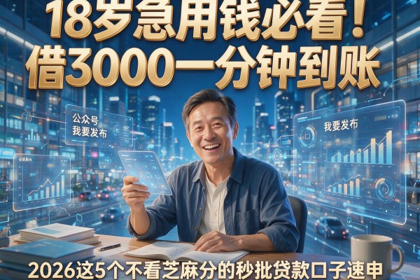 18岁急用钱必看!借3000一分钟到账,2026这5个不看芝麻分的秒批贷款口子速申!