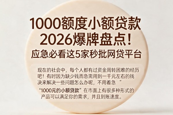 1000额度小额贷款2026爆款盘点!应急必看这5家秒批网贷平台