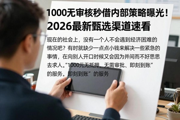 1000无审核秒借内部策略曝光!2026最新甄选渠道速看