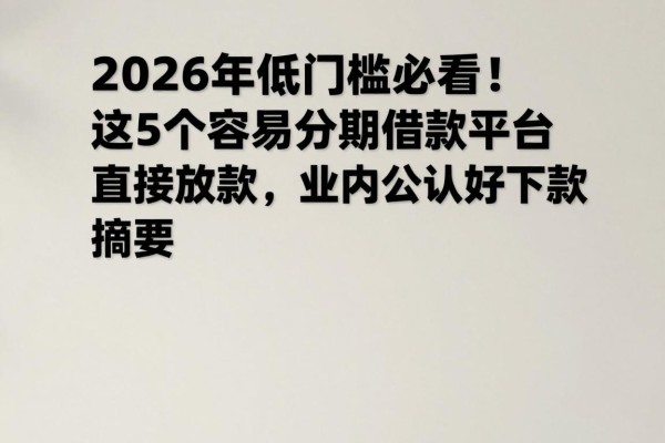 2026年低门槛必看！这5个容易分期借款平台直接放款，业内公认好下款