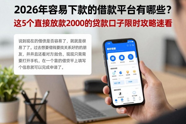 2026年容易下款的借款平台有哪些?这5个直接放款2000的贷款口子限时攻略速看!