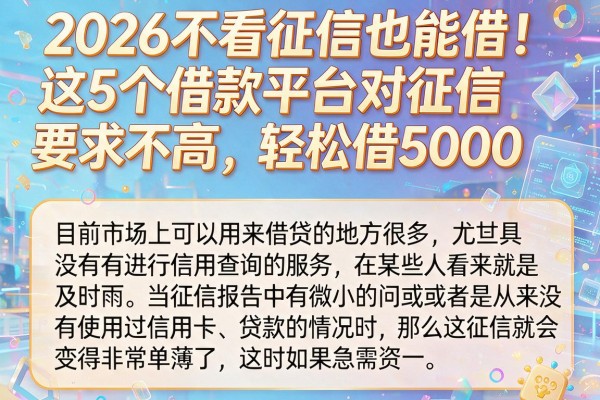 2026不看征信也能借!这5个借款平台对征信要求不高,轻松借5000