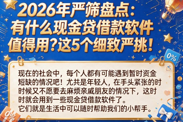 2026年严筛盘点：有什么现金贷借款软件值得用？这5个细致严挑！