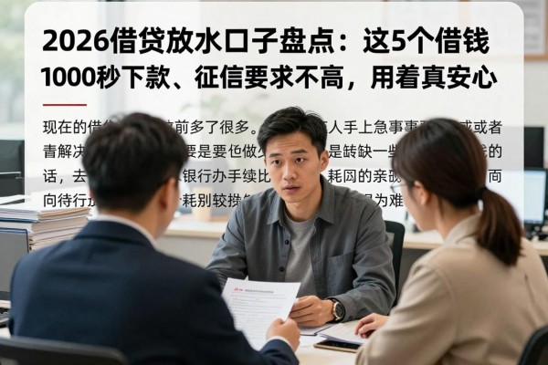 2026借贷放水口子盘点：这5个借钱1000秒下款、征信要求不高，用着真安心