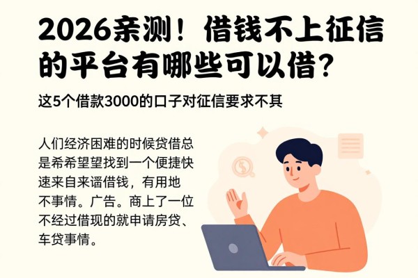2026亲测!借钱不上征信的平台有哪些可以借?这5个借款3000的口子对征信要求不高