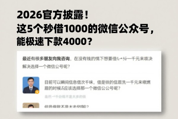 2026官方披露!这5个秒借1000的微信公众号,竟能极速下款4000?