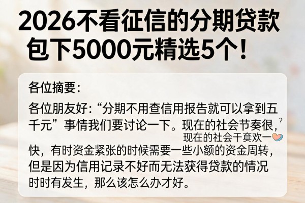 2026不看征信的分期贷款,包下5000元精选5个!