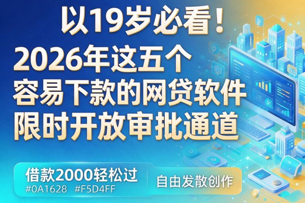 19岁必看!2026年这五个容易下款的网贷软件限时开放审批通道,借款2000轻松过