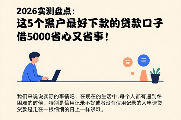 2026实测盘点：这5个黑户最好下款的贷款口子，借5000省心又省事！