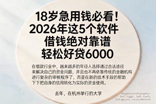 18岁急用钱必看！2026年这5个软件借钱绝对靠谱，轻松好贷6000