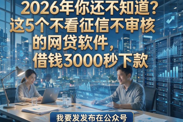 2026年你还不知道？这5个不看征信不审核的网贷软件，借钱3000秒下款！