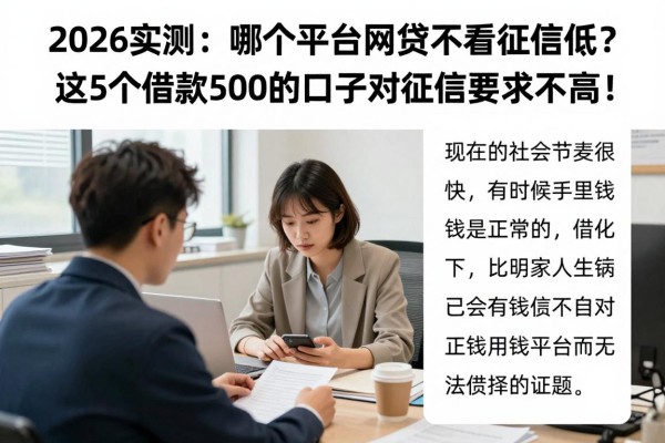2026实测：哪个平台网贷不看征信低？这5个借款500的口子对征信要求不高！