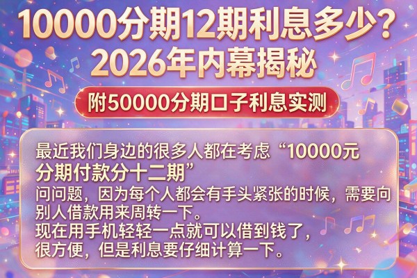 10000分期12期利息多少？2026年内幕揭秘，附50000分期口子利息实测