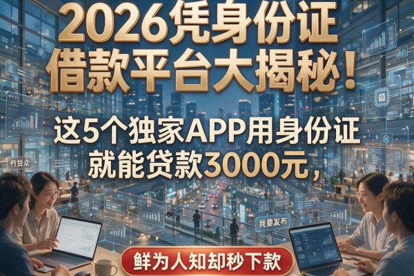 2026凭身份证借款平台大揭秘！这5个独家APP用身份证就能贷款3000元，鲜为人知却秒下款！