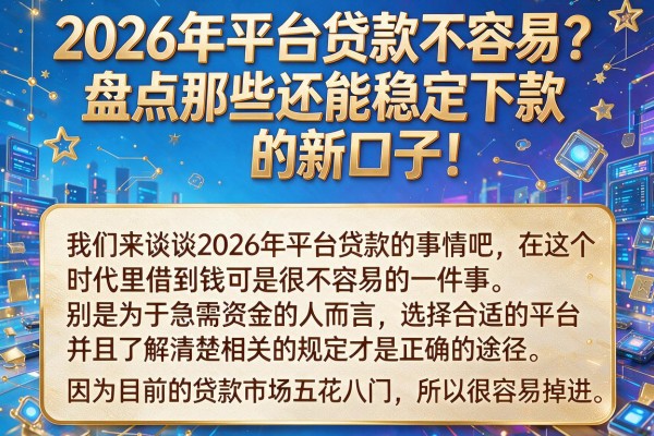 2026年平台贷款不容易?盘点那些还能稳定下款的新口子!