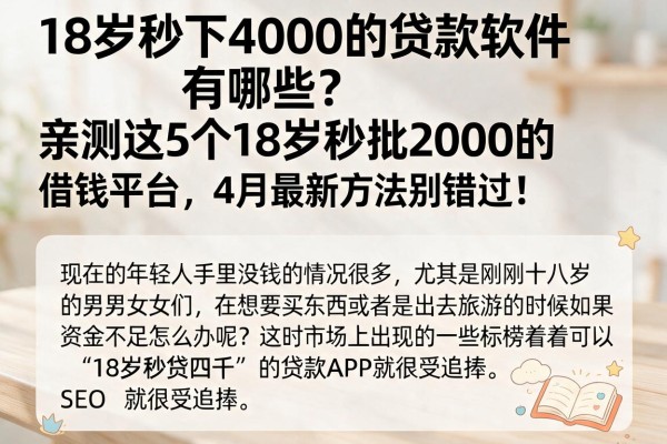 18岁秒下4000的贷款软件有哪些?亲测这5个18岁秒批2000的借钱平台,4月最新方法别错过!