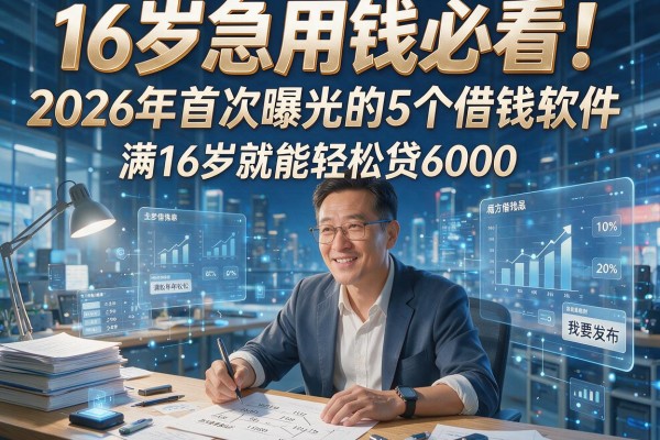 16岁急用钱必看！2026年首次曝光的5个借钱软件，满16岁就能轻松贷6000