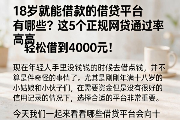 18岁就能借款的借贷平台有哪些?这5个正规网贷通过率高,轻松借到4000元!