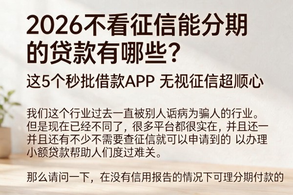 2026不看征信能分期的贷款有哪些？这5个秒批借款APP无视征信超顺心