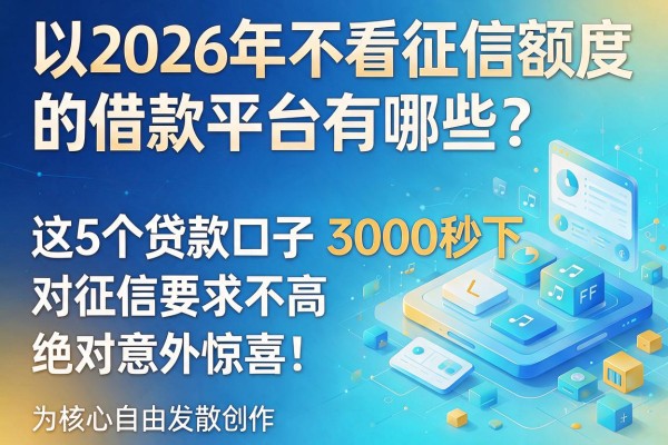 2026年不看征信额度的借款平台有哪些?这5个贷款口子3000秒下,对征信要求不高,绝对意外惊喜!