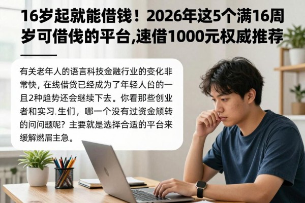 16岁起就能借钱!2026年这5个满16周岁可以借钱的平台,速借1000元权威推荐