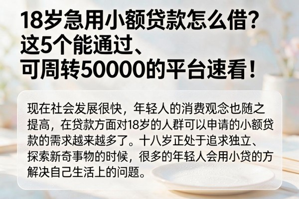 18岁急用小额贷款怎么借？这5个能通过、可周转50000的平台速看！
