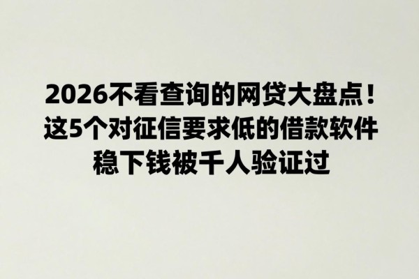 2026不看查询的网贷大盘点!这5个对征信要求低的借款软件,稳下款被千人验证过