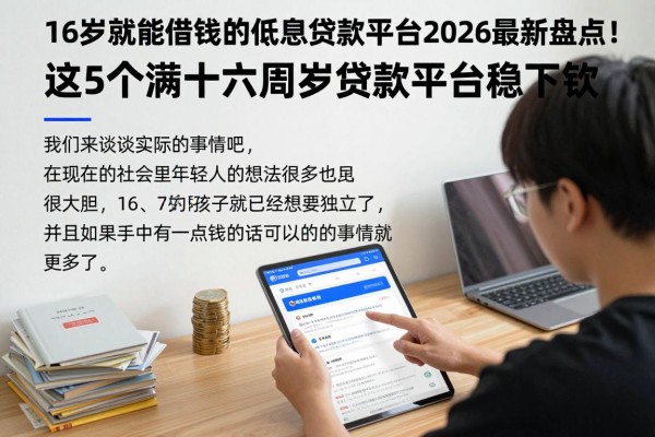 16岁就能借钱的低息贷款平台2026最新盘点！这5个满十六周岁贷款平台稳下款