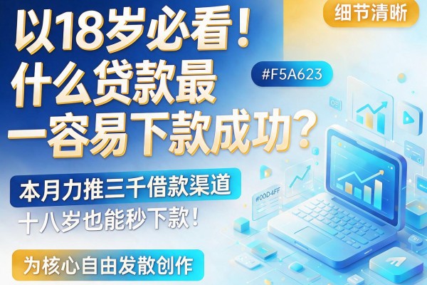 18岁必看!什么贷款最容易下款成功?本月力推三千借款渠道,十八岁也能秒下款!