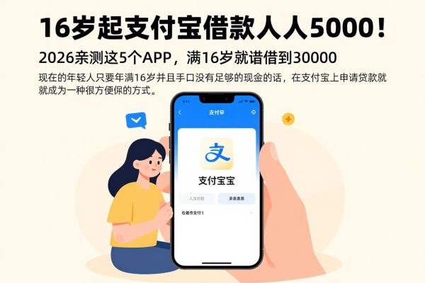 16岁起支付宝借款人人5000!2026亲测这5个APP,满16岁就能借到30000