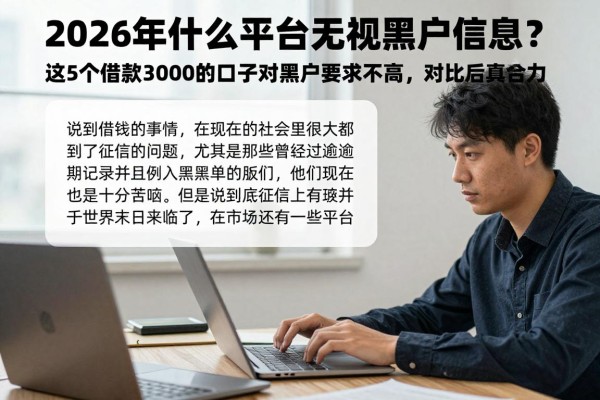 2026年什么平台无视黑户信息?这5个借款3000的口子对黑户要求不高,对比后真给力