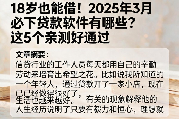 18岁也能借!2025年3月必下贷款软件有哪些?这5个亲测好通过