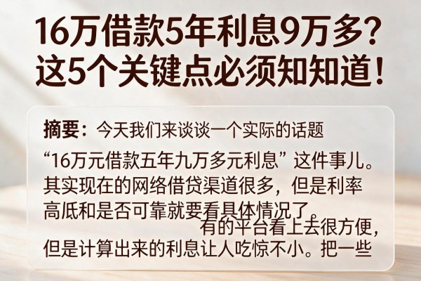 16万借款5年利息9万多?这5个关键点必须知道!
